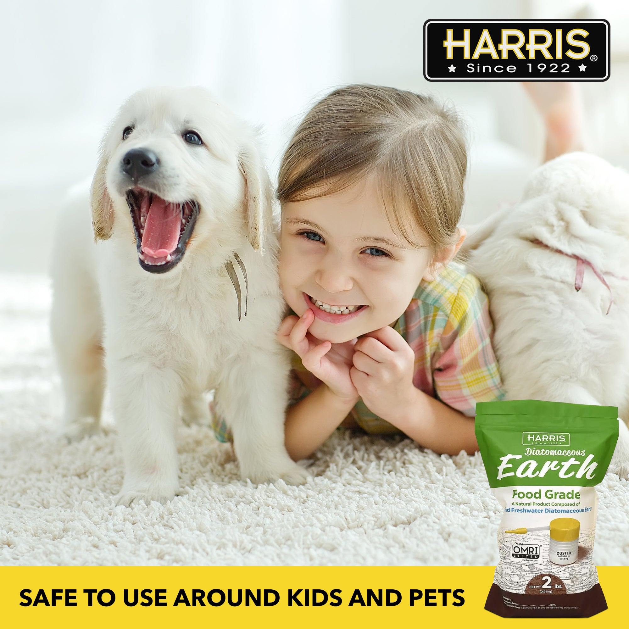  HARRIS Diatomaceous Earth Food Grade, 2lb with Powder Duster  Included in The Bag : Pet Supplies