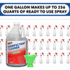One gallon of Mil-X Disinfectant Cleaner Concentrate (128 fl. oz.) makes up to 256 quarts of ready to use spray