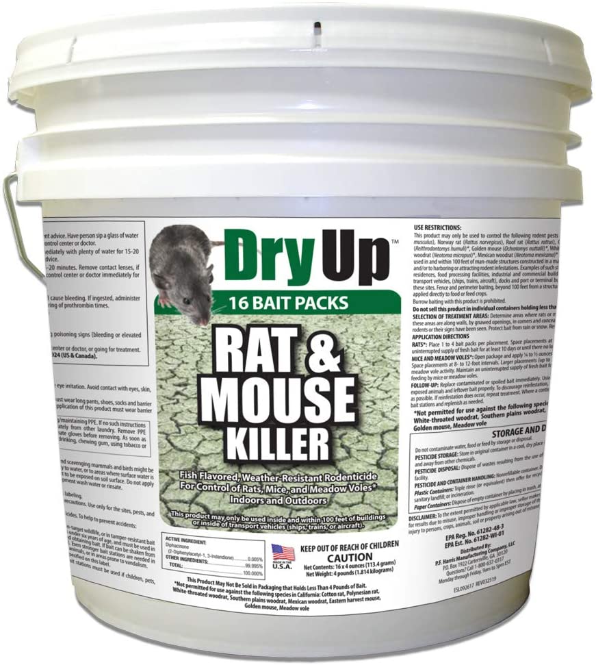 HARRIS Dry-Up Mouse and Rat Killer, 4oz Mini Bait Bags (16-Pack)