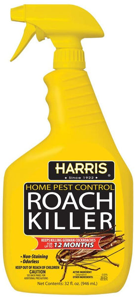 HARRIS Roach Killer, Liquid Spray with Odorless and Non-Staining 12-Month Extended Residual Kill Formula (32oz)