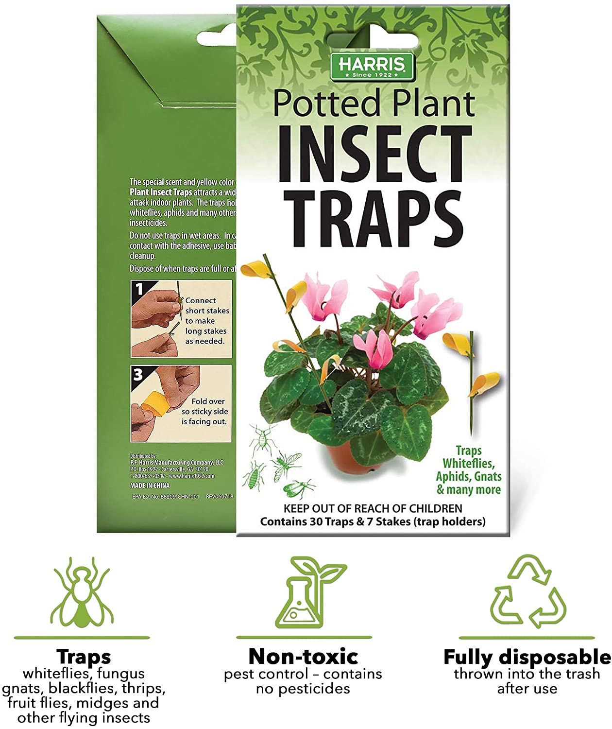5 Sticky House Plant Insect Traps Plant Pot Traps Non Toxic