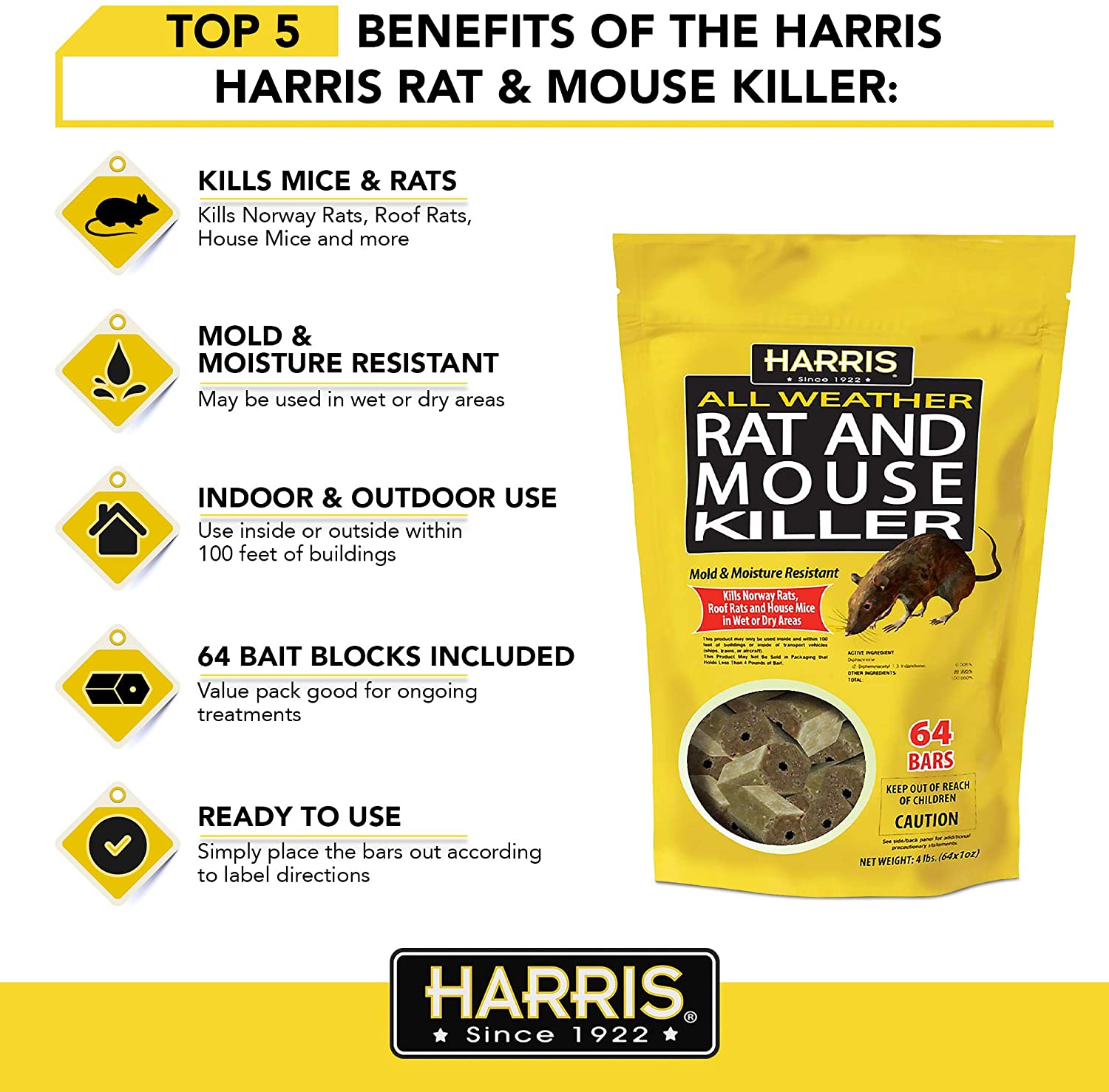 Unrivale Harris Mouse Killer Refillable Bait Station (10 bars) - PF Harris,  mouse bait traps 