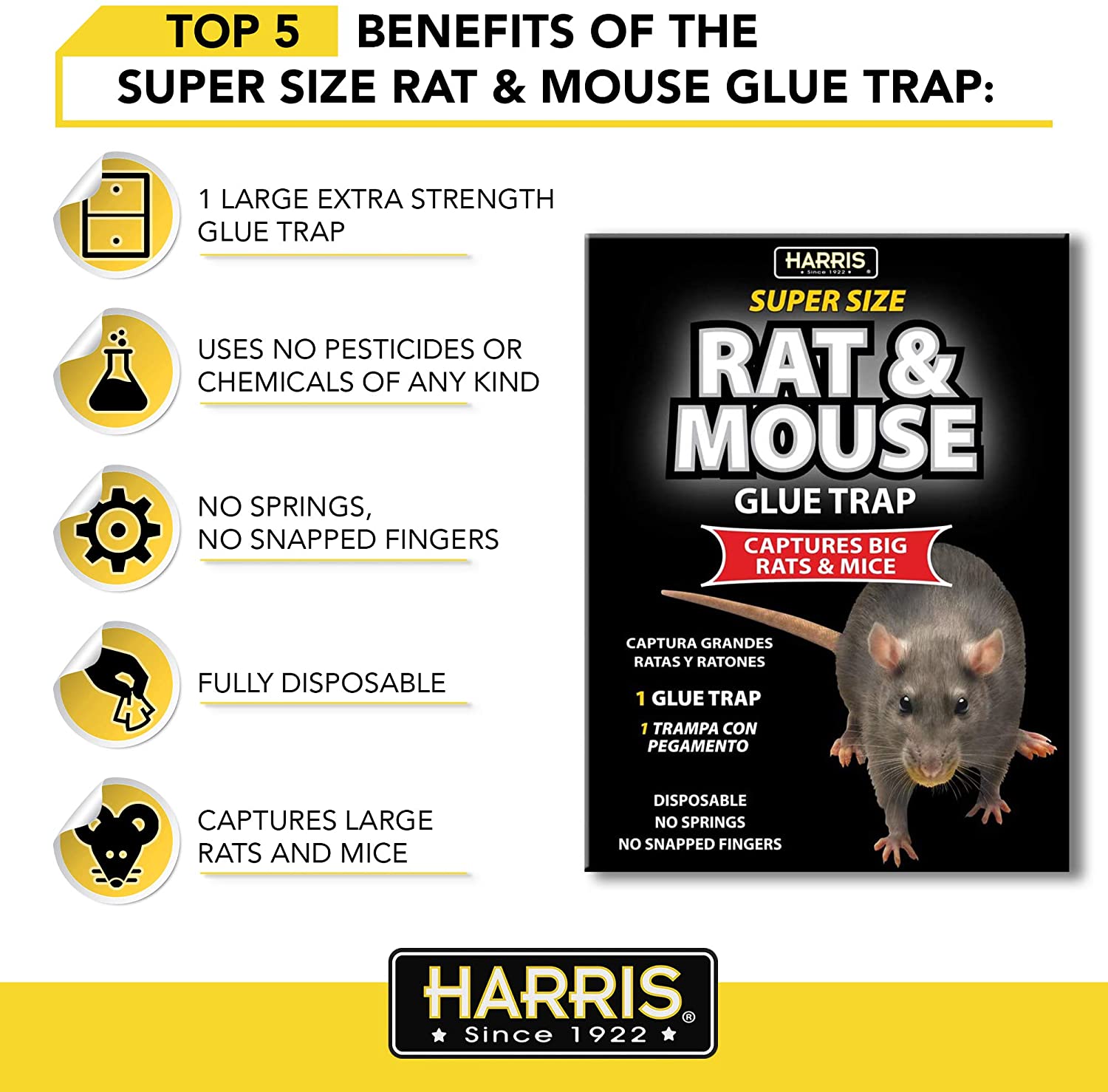 Harris Super-Size Rat and Mouse Glue Traps 4 Pack 