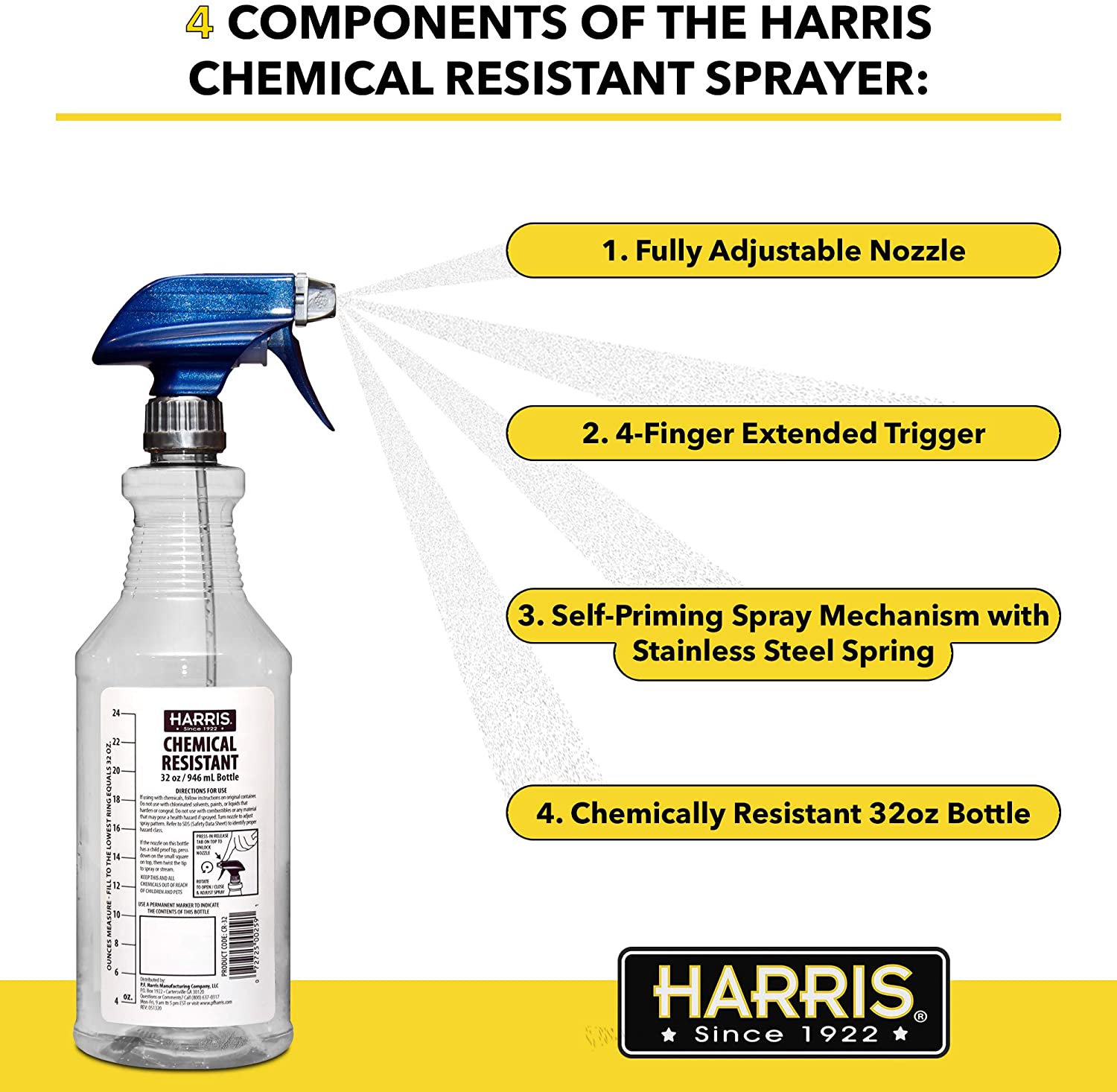 3 PACK) 16 Oz. Heavy Duty Chemical Resistant Sprayer Spray Bottle