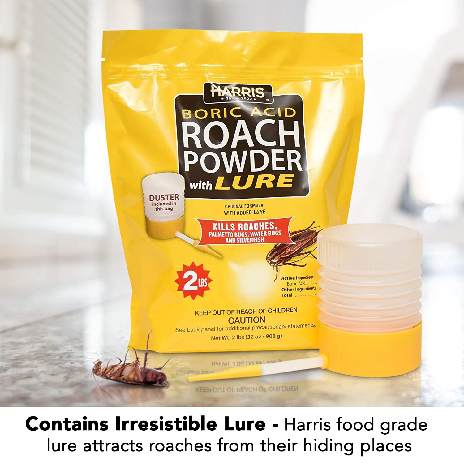 Harris Boric Acid Roach Powder with Lure (32 oz) - PF Harris