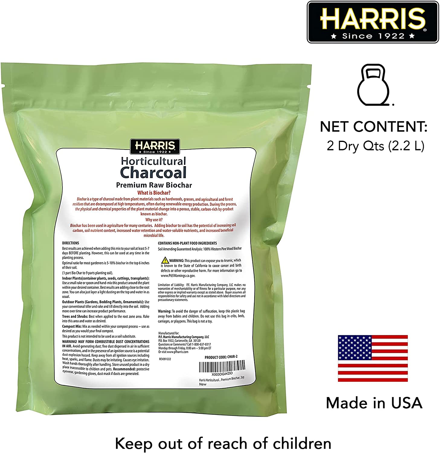Harris Horticultural Charcoal, Premium Biochar Soil Amendment for Plan - PF  Harris