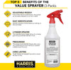 Harris Value Spray Bottles, 3 Pack All-Purpose with Pressurized Sprayer and Adjustable Nozzle