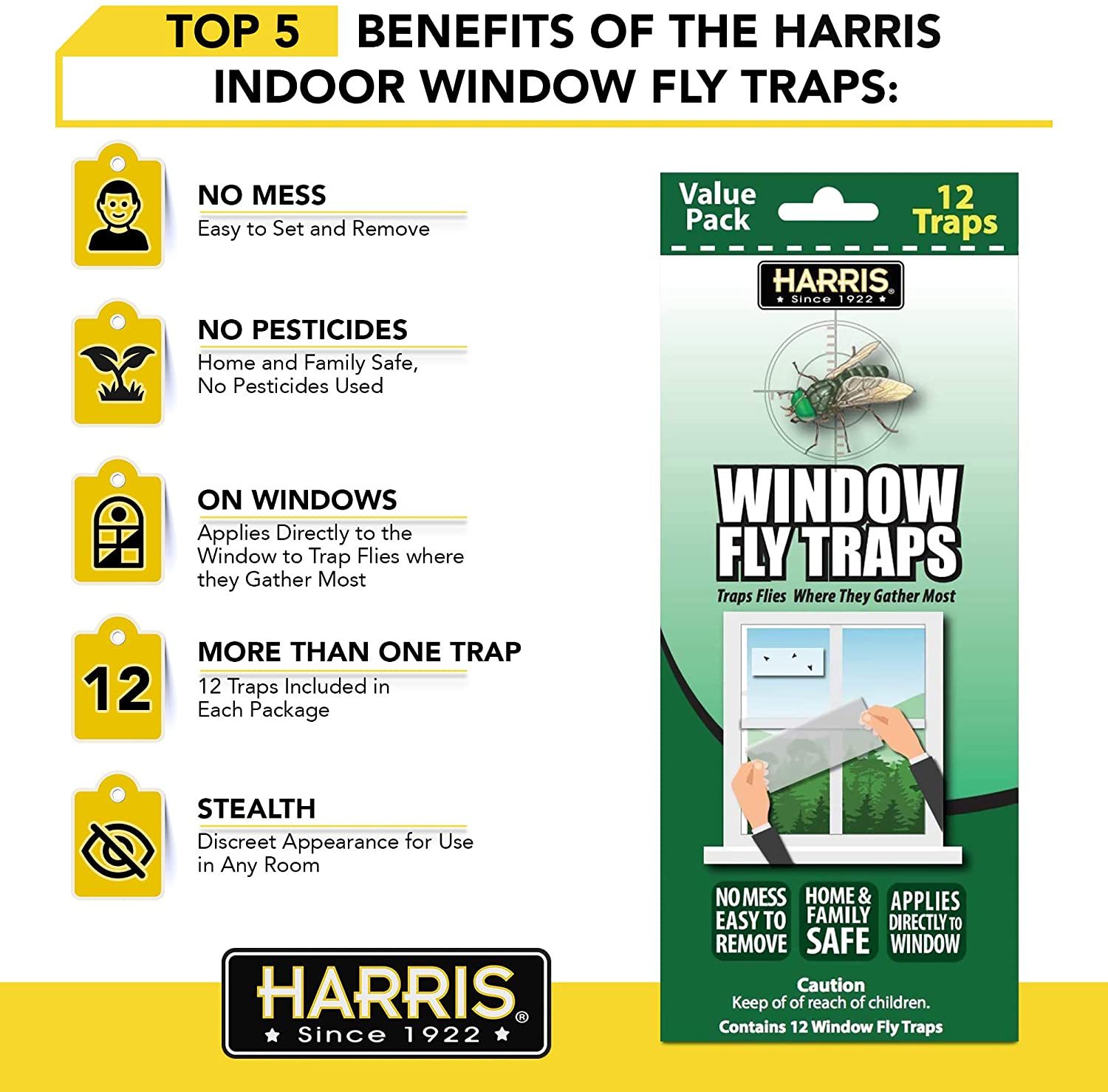 Harris Window Fly Trap (12 Pack) - PF Harris