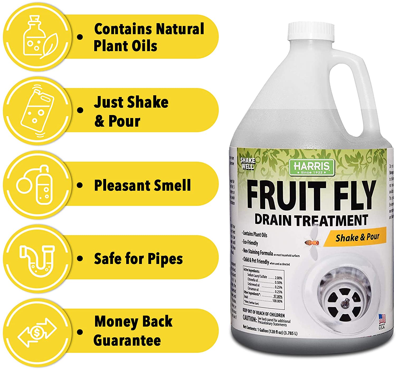 Harris Fruit Fly Drain Treatment Gel (128 fl.oz) - PF Harris