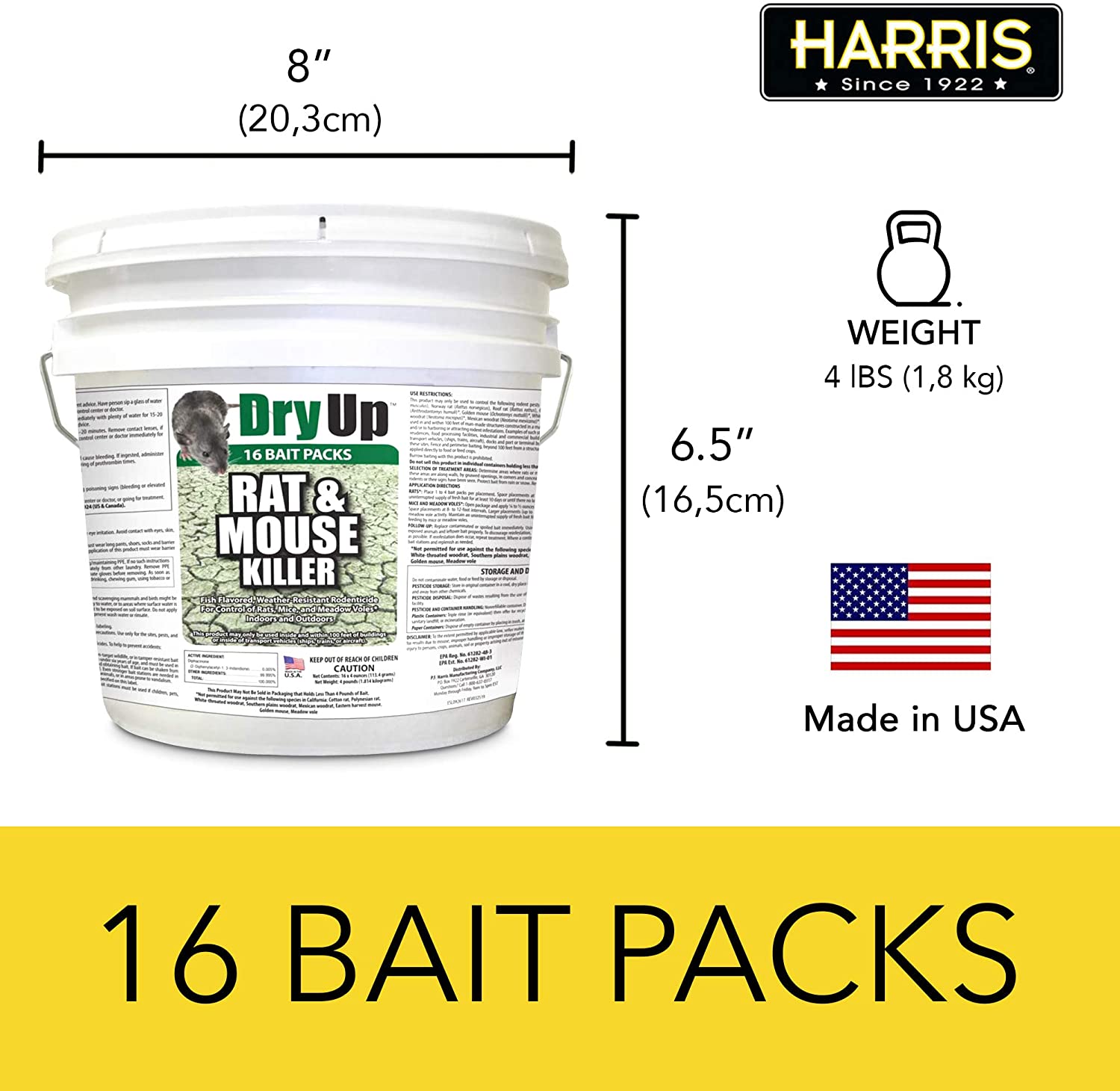 Dry-Up Rat & Mouse Killer, 4oz Mini Bait Bags (16-Pack) - PF Harris