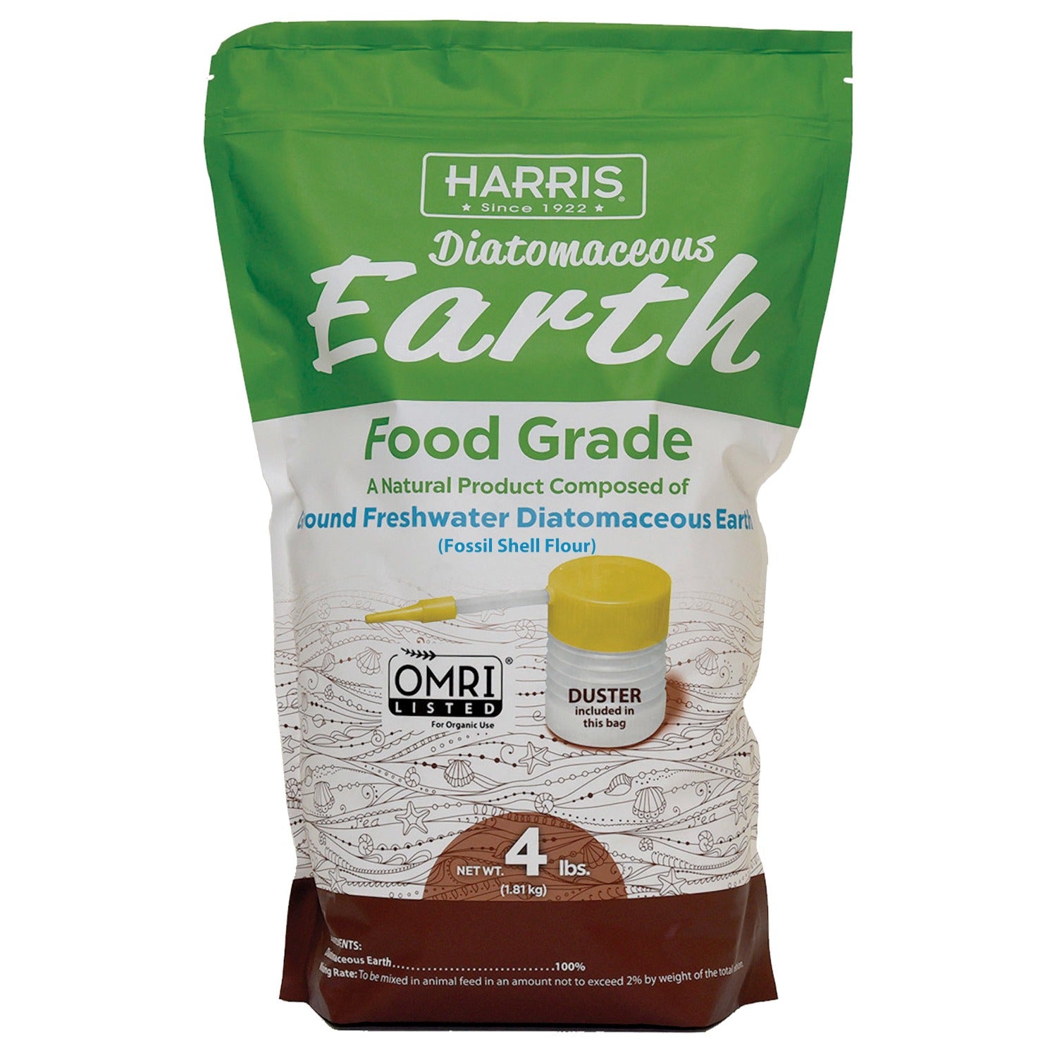 Harris Diatomaceous Earth Food Grade, 4lb with Powder Duster